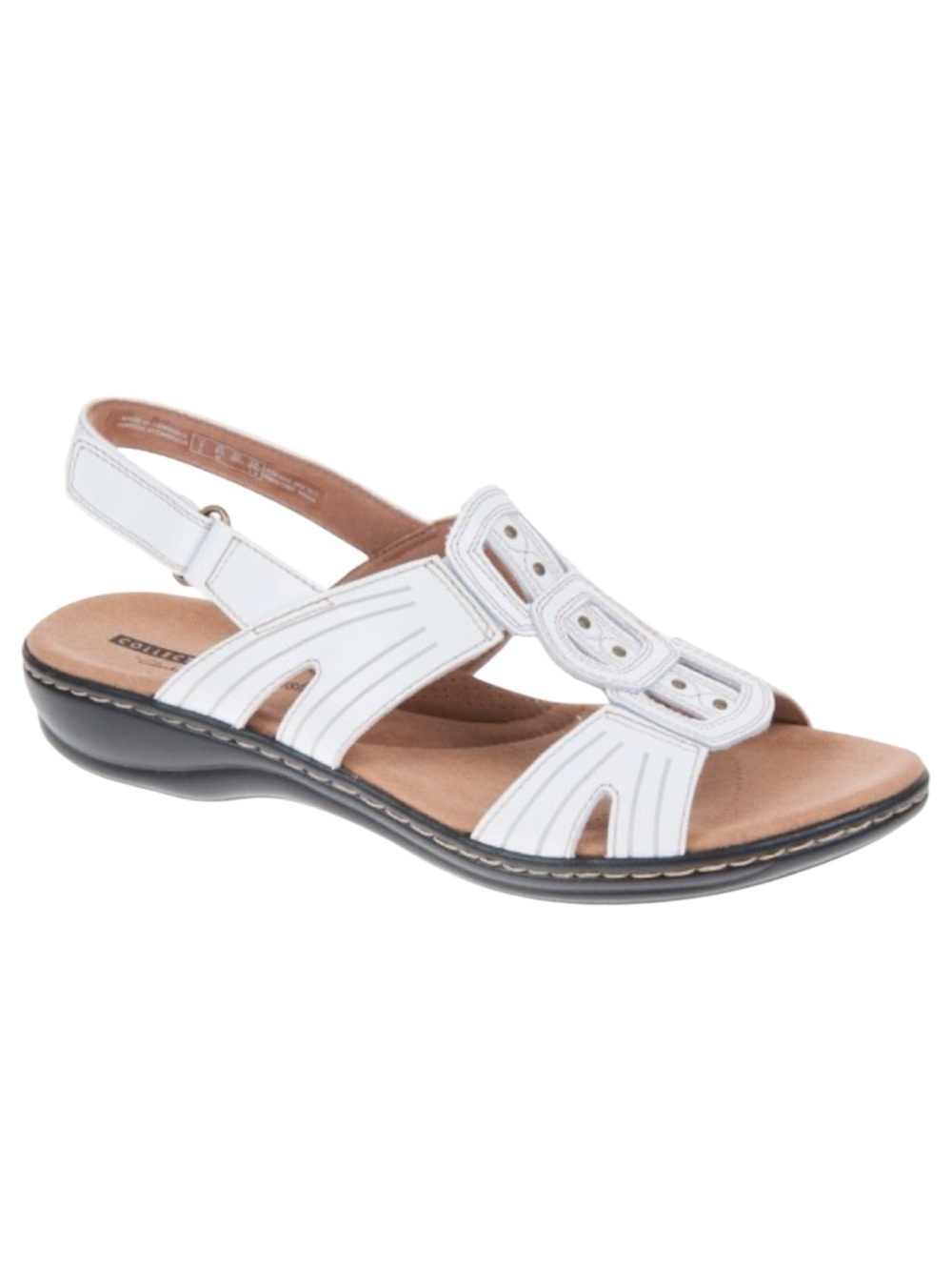 WOMENS CLARKS LEISA SKIP WHITE LEATHER SANDALS ADJUSTABLE ORTHOLITE FOOTBED 7.5
